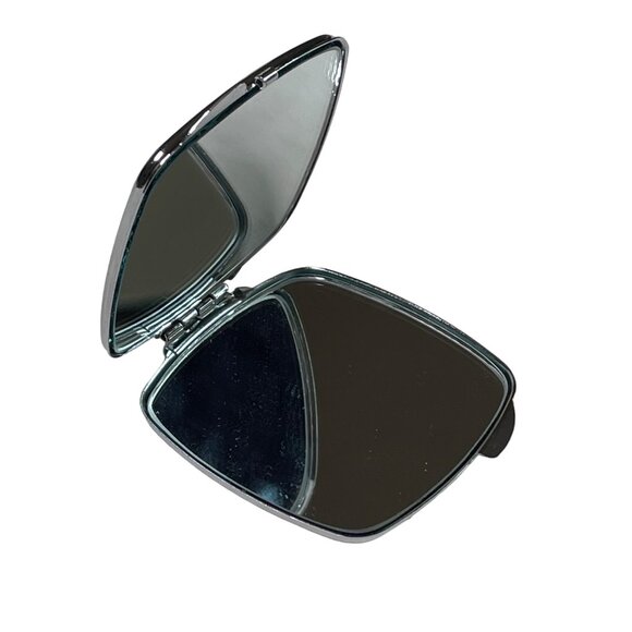 Double Mirror Cosmetic Compact Floral Regular Magnified Acrylic Metal Cover u - Picture 5 of 5